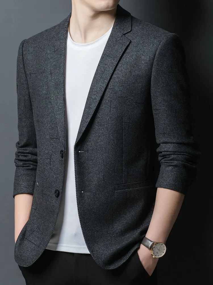 2022 весенне-осенние Мужские приталенные блейзеры черные серые тени клетчатый