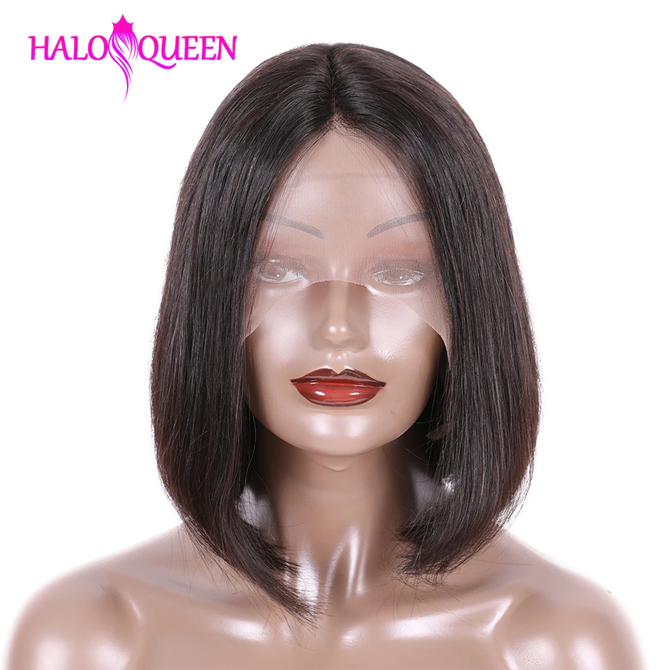 Прямые волосы Remy короткие кружевные передние человеческие парики 150 плотность