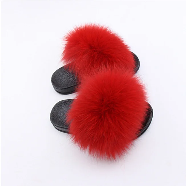 Шлепанцы детские пляжные натуральная лиса енот сланцы тапки для девочек