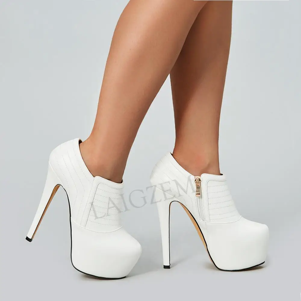 Ботильоны женские на платформе высоком каблуке с молнией сбоку|Женские