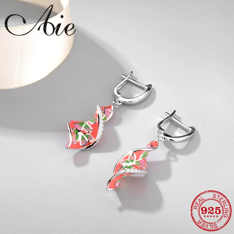 Роскошные серьги-подвески из стерлингового серебра 925 пробы с розовым цветком и