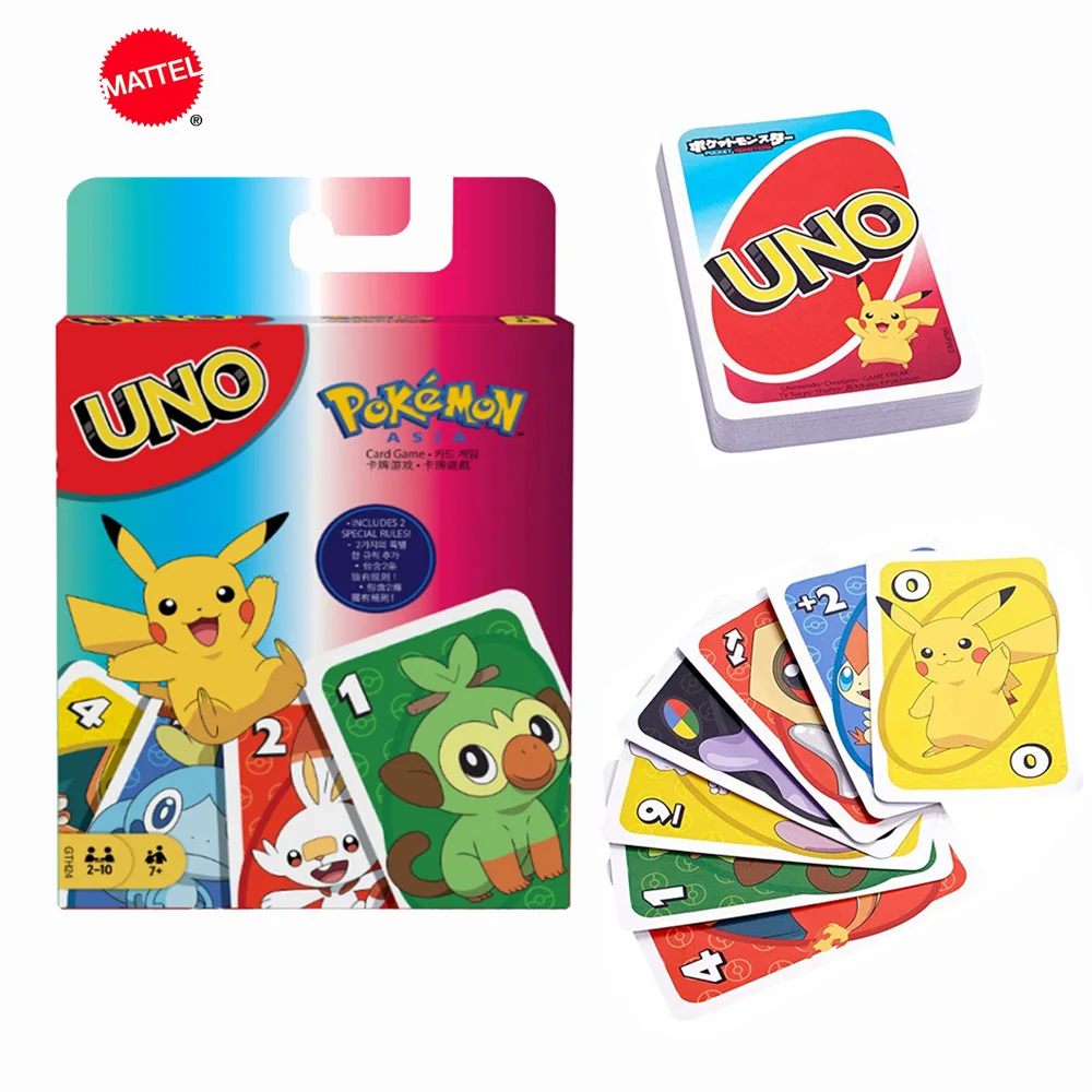 Игровые карты Mattel UNO с покемоном щит меча развлечение для всей семьи забавная