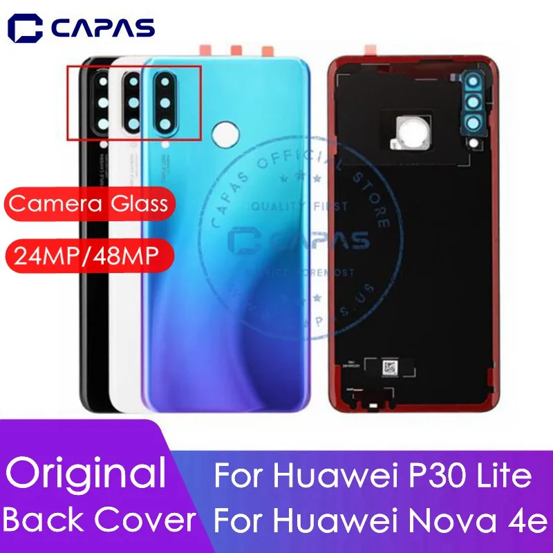 Оригинальная крышка аккумулятора для Huawei P30 Lite + стеклянный объектив камеры 24 МП/48