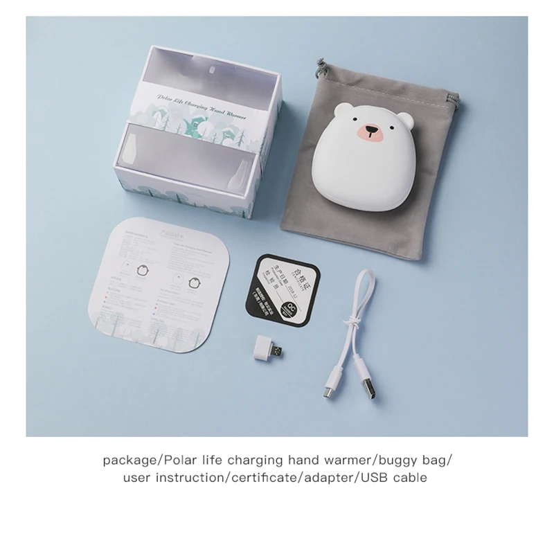 

Cute Cartoon Winter Mini Hand Warmer Portable USB Rechargeable Penguin/Polar bear 4000mAh Power Bank Double Sided Quick Heating