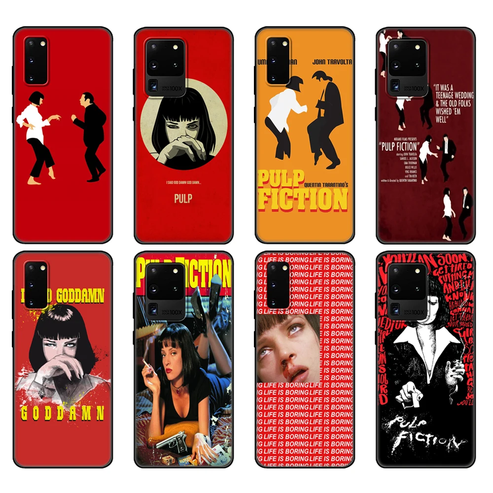 

Black tpu Case For Samsung galaxy S20 /S20 PLUS/S20 ultra/S20+ /S20FE back cover Pulp Fiction smoke gun girl