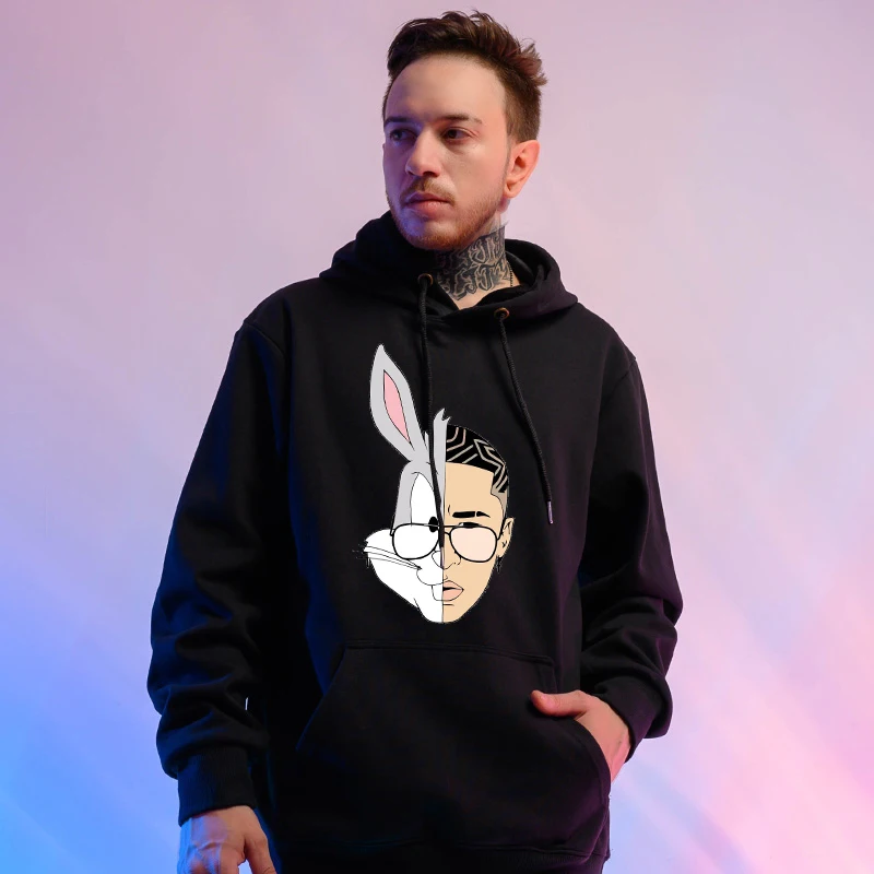 Men's Hoodies Bad Bunny Hoodie New Fashion Long Sleeve Hipster Pullover Tops coat Printing Clothing Man Woman | Мужская одежда