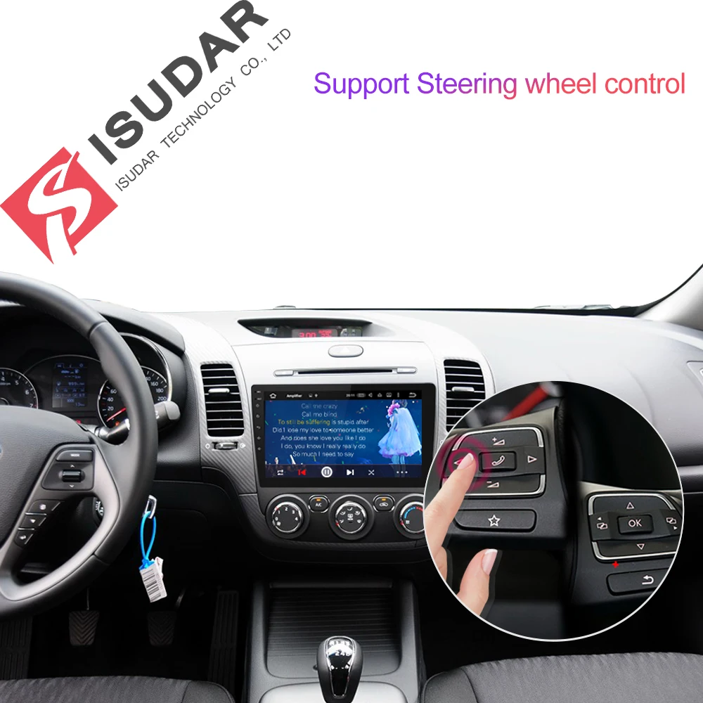 Isudar Android 9 1 Din Автомобильный мультимедийный плеер для Kia CERATO K3 FORTE 2013 2016