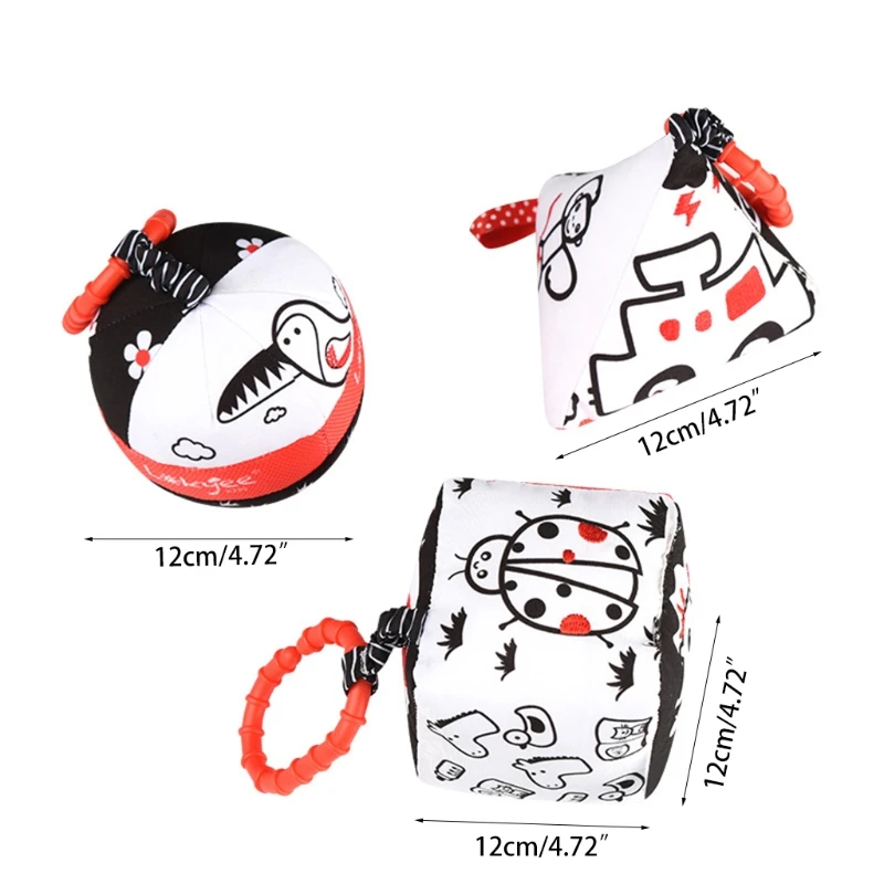 

Newborn baby rattle plush pendant toy three-piece set of sensory puzzle cloth ball bedside bell (1 set of three)