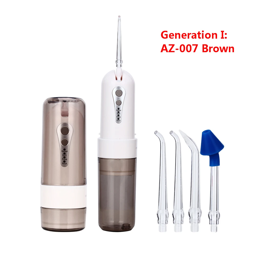 AZ-007 Brown AZDENT AZ-007 AZ-008Pro Ирригатор для полости рта USB перезарядки Аккумуляторный воды зубная нить складывающийся туристический 5 Jet зубы SPA очиститель - Цвет: AZ-007 Brown