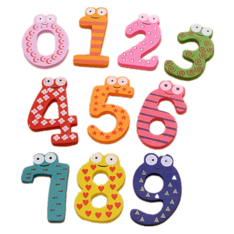 

TYY 10pcs/set Montessori Baby Number Refrigerator Fridge Figure Stick Mathematics Wooden Educational Kids Toys for Children