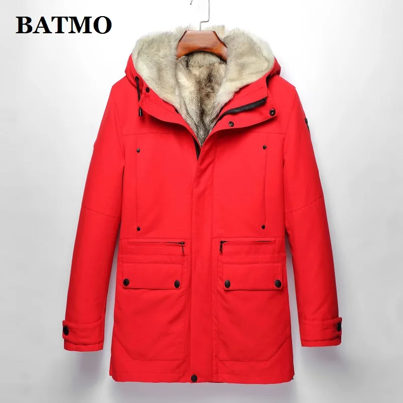 Парка BATMO Мужская зимняя с подкладкой из 2019 натурального меха волка 100%|Мужские