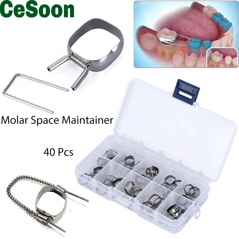 

40Pc Dental 1st 2nd Molar Space Maintainer Bands Loop 32#-41# 31#-40# Preformed Orthodontic Braces Teeth Gap Retainer Appliance