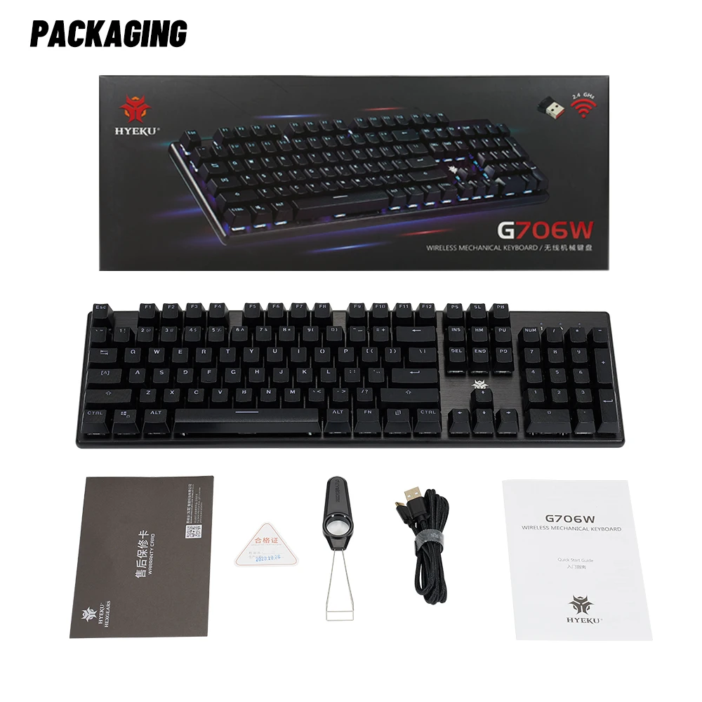 hexgears 2 4g wireless keyboard kailh switch 104 keys blue backlit mechanical keyboard sillon gaming for desktop pc g706w free global shipping