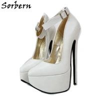 sorbern sexy 24cm high heel pump women shoes ankle strap pointed toe stilettos platform evening shoes foot fetish loves