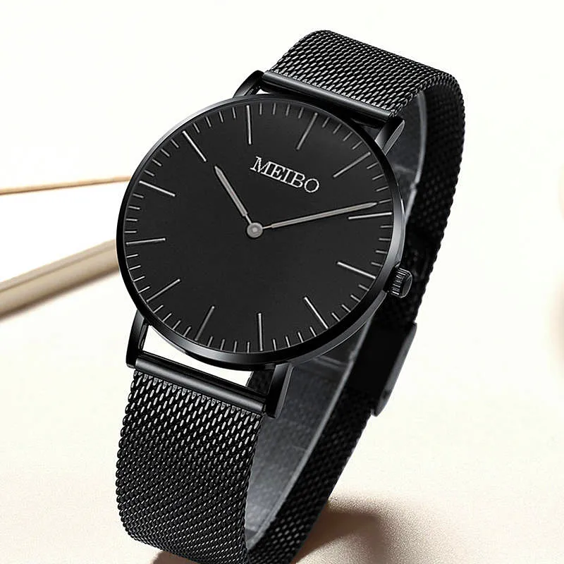 Роскошные мужские часы повседневные сплав сетка ремень тонкий большой циферблат