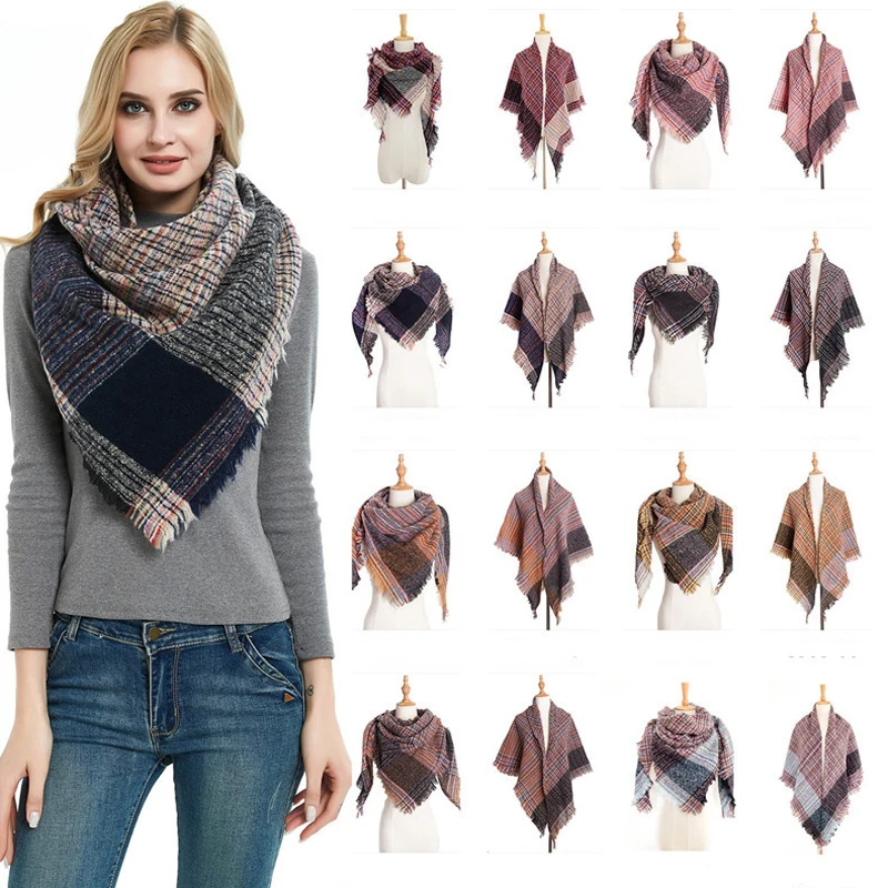 CHENKIO женское Клетчатое одеяло удобная шаль в клетку большой размер треугольный