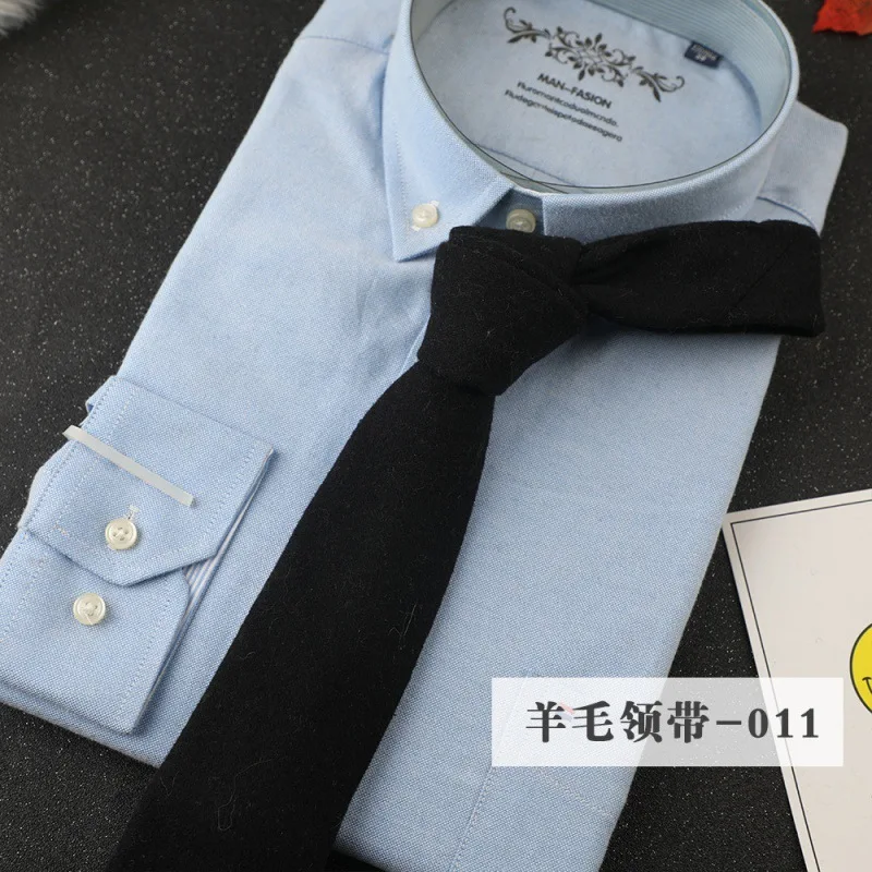 

2Pic/lot Men's 7cm wool tie stripe solid color business work workplace casual formal dress direct for stock