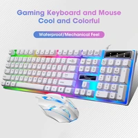 gamer keyboard mouse set durable 104 keys rainbow backlight mechanical feel keyboard and mouse wired usb keyboard for pc
