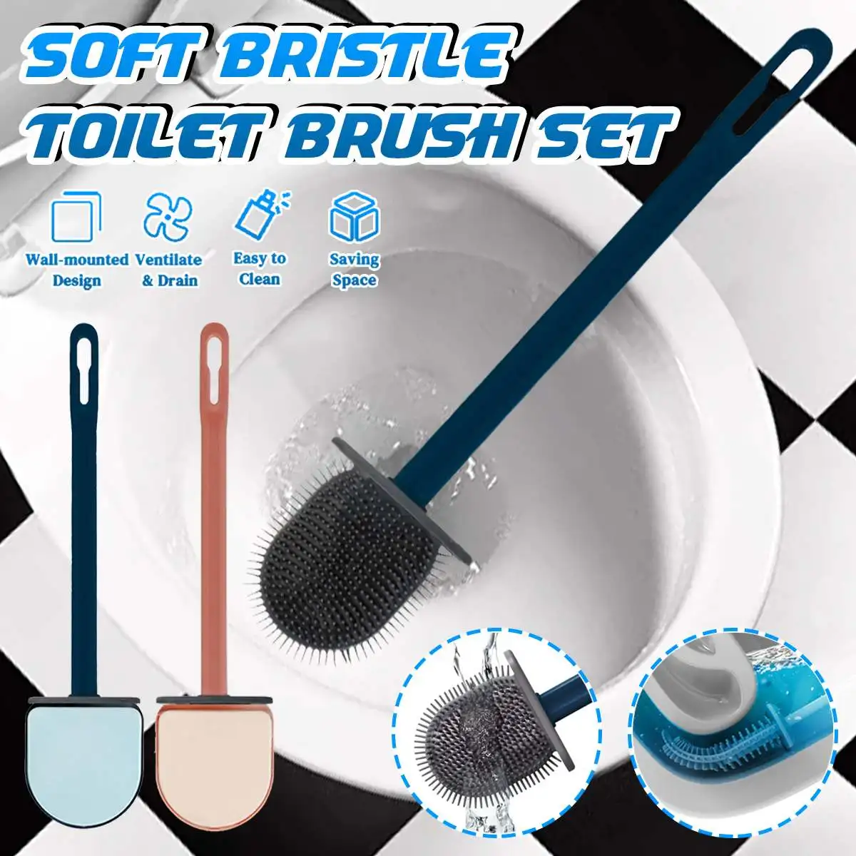 

1 Set TPR Silicone Toilet Brush Accessories Toilet Brush Wall-Mounted Cleaning Tools Household Home Bathroom Accessories Sets