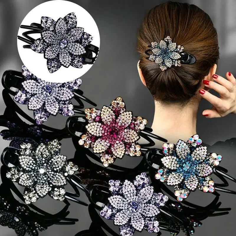 

1PCS Fashion Women Rhinestone Flower Duckbill Hair Claws Hair Clip Accessories.