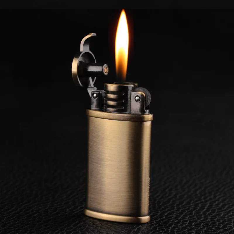 

Retro Inflatable Grinding Wheel Metal Lighter Creative Smoking Accessories Gas Lighters Kerosene Lighter