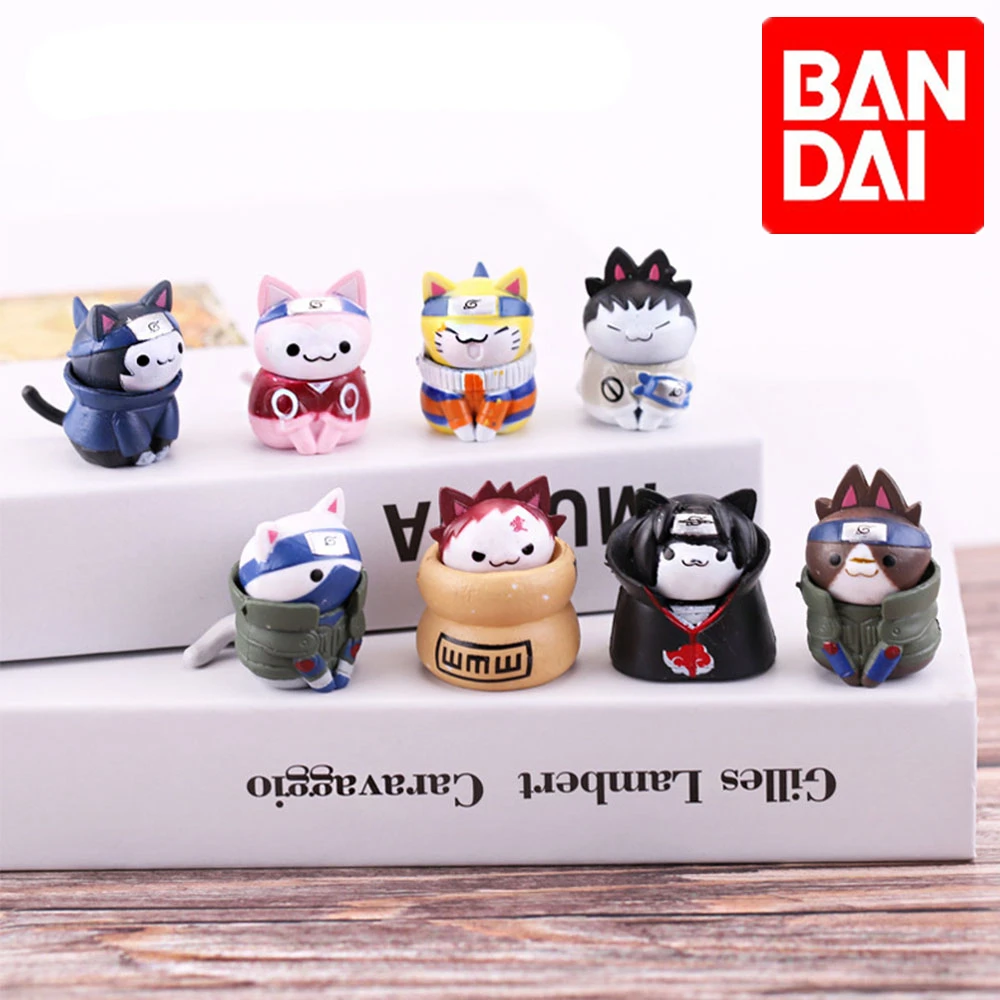 

8 Cat Naruto Figures Kitten Naruto Sasuke Kakashi Gaara Haruno Sakura Itachi Kamaru 3cm Doll Anime Character Decoration