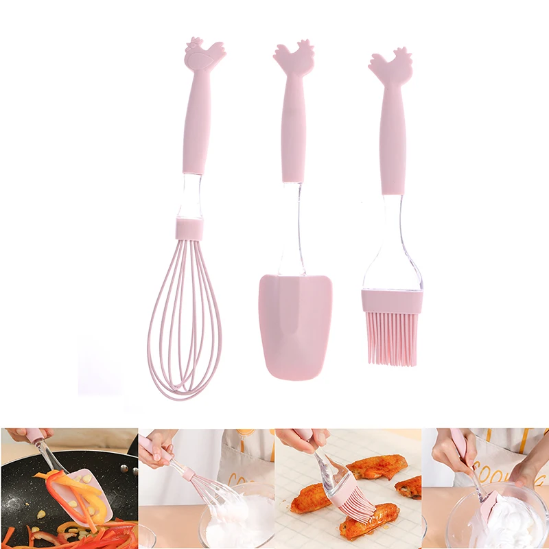 3Pcs/set Silicone Spatula Brush Whisk Baking Tools Accessories Kitchen Utensils Mermaid Tail Design | Дом и сад