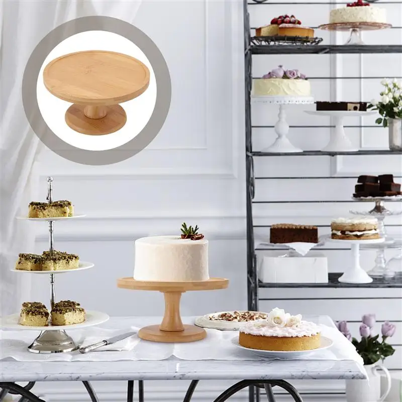 

1pc Bamboo Craft Cake Display Rack Delicate High Base Dessert Display Cake Display Shelf