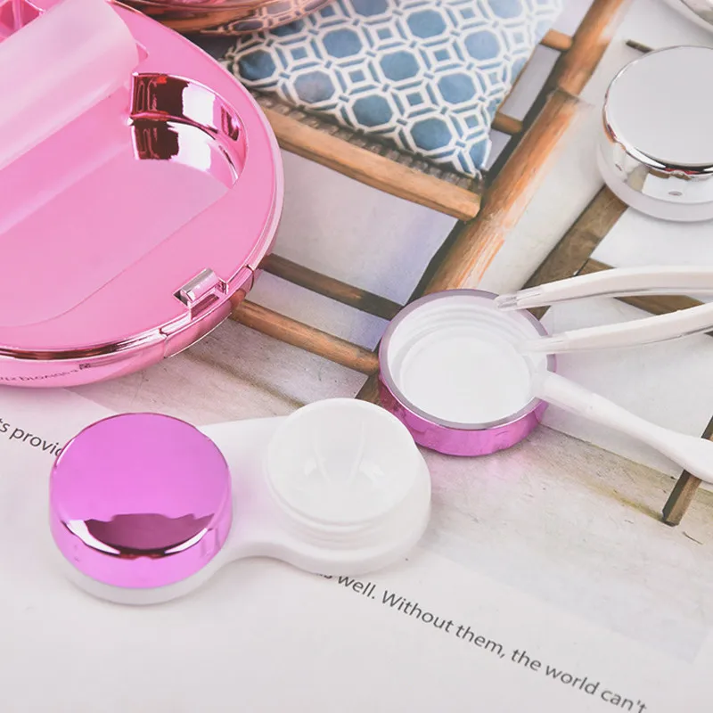 Изысканный глянцевый чехол для контактных линз с булыжником милый девочек и