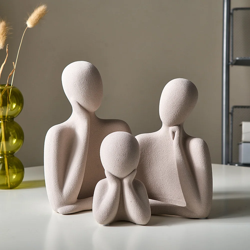 Estatua de cer&aacute;mica abstracta n&oacute;rdica para el hogar, decoraci&oacute;n moderna para sala de estar y oficina, decoraci&oacute;n minimalista-0