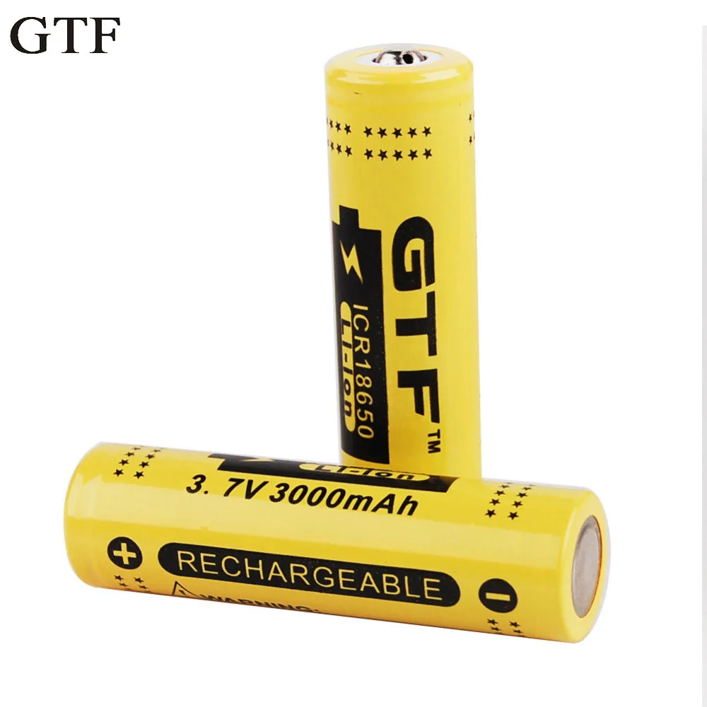 

GTF 2 Pcs genuine plan capacity 3000mAh 18650 3.7 V Li-ion remountable protected PCB power battery