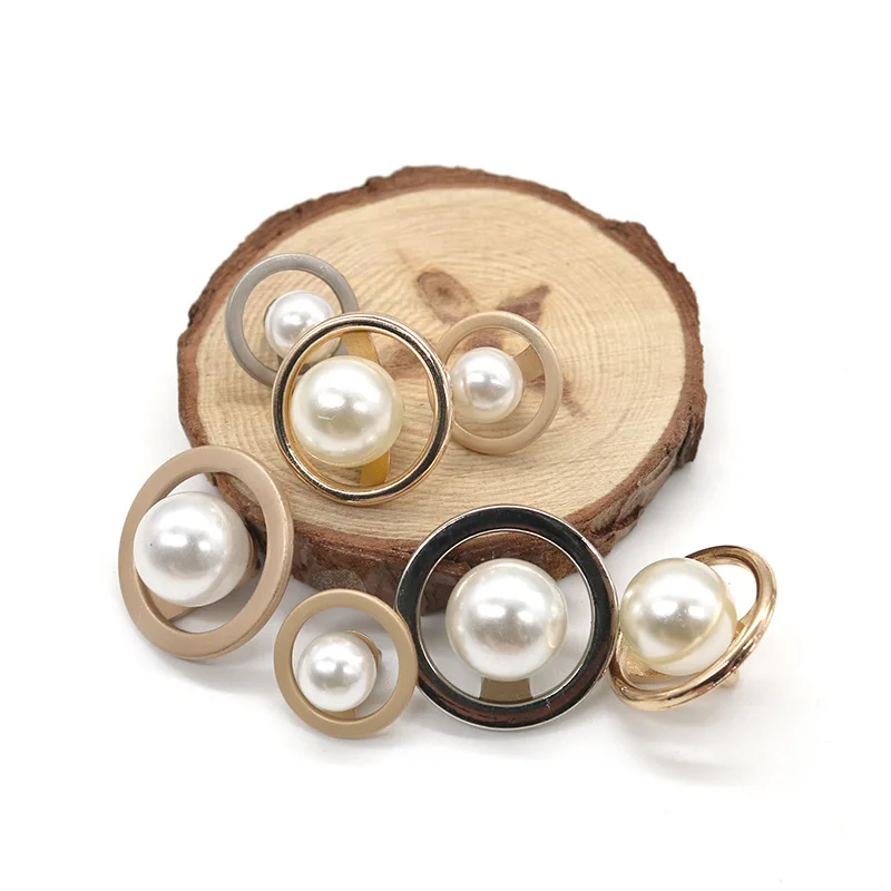 10 шт./лот имитация жемчуга декорированные металлическими кнопками Круглый