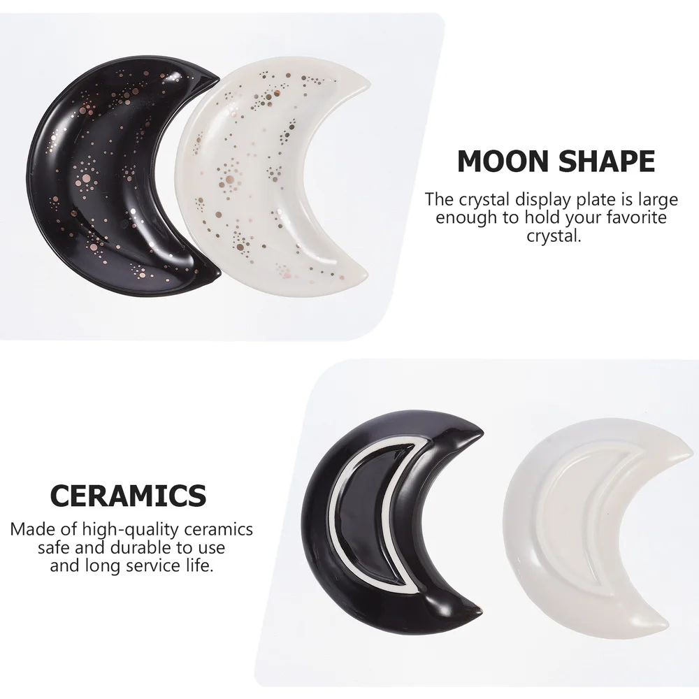 

3Pcs Moon Shape Tray Crystal Organizer Stones Displaying Holder Home Decorations
