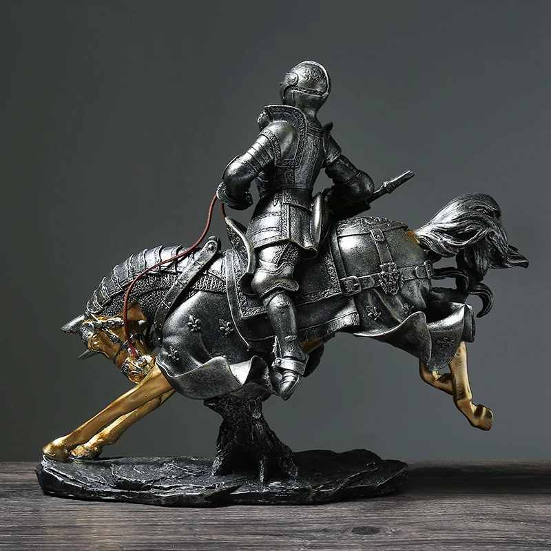 Nordic Retro Riding Warrior Art Sculpture Abstract Horse Figurine Resin Art&Craft Home Decoration Opening Gift R2618