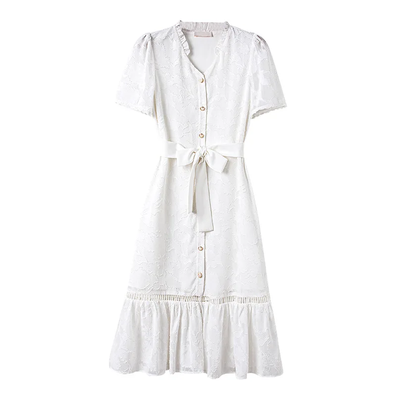 

Dress 2021 Summer New Small Fresh High Waist Slim Skirt Super Sen V-neck French Dress