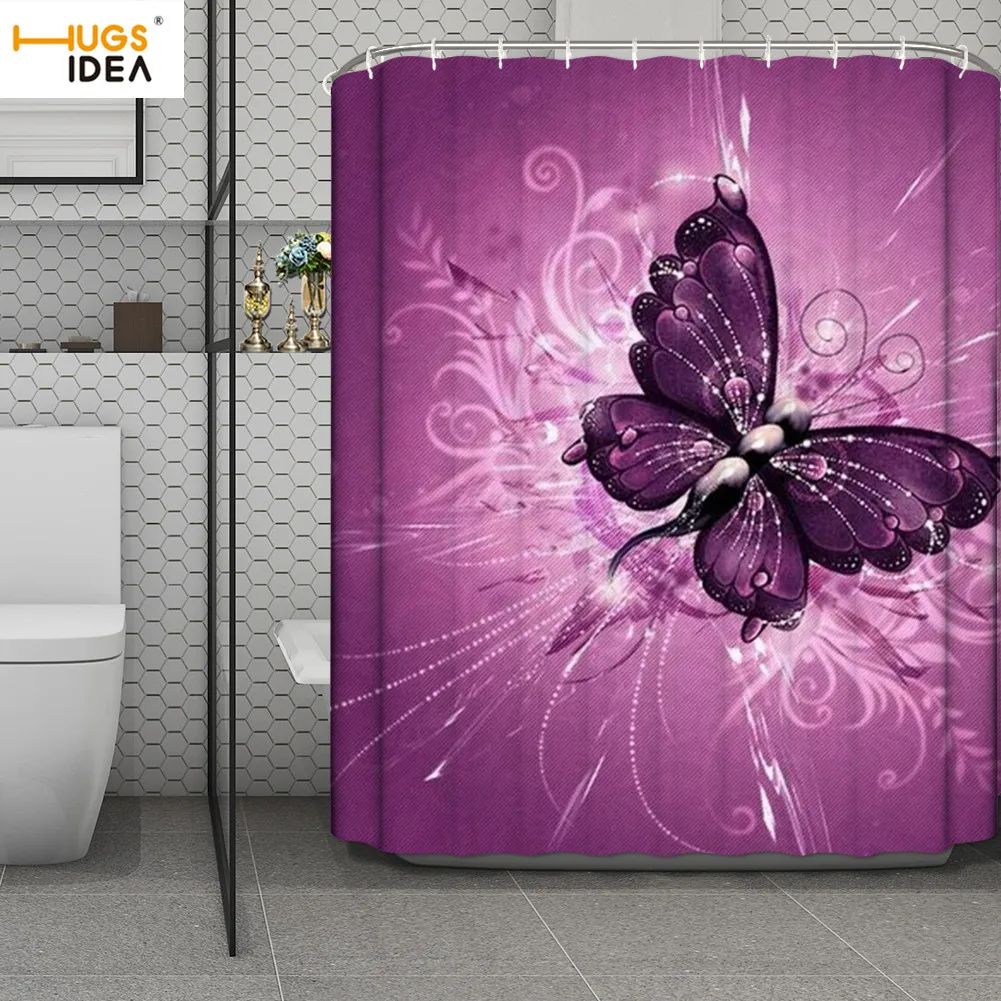 HUGSIDEA 3D занавеска для душа с изображением красоты животных бабочки синяя