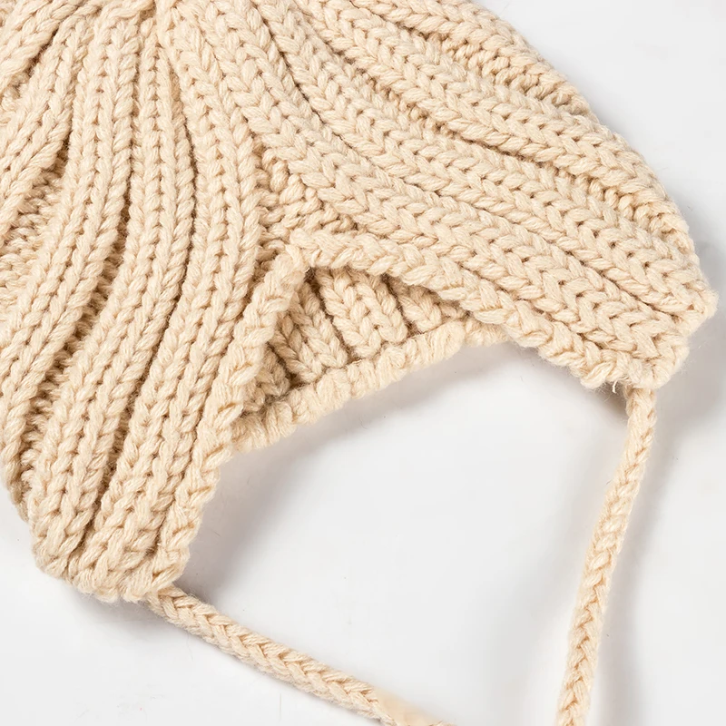 

Winter Baby Hat Baby Knitted Hat With Ears Cartoon Lace-Up Children Kids Infant Bonnet Cap Cute Kids Baby Infant Winter Warm Hat