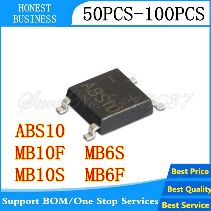 50 шт. 100 выпрямительный мост MB6S MB10S MB10F ABS10 SOP 4 SMD|Аксессуары для наушников| |