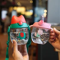 children water cup anti fall baby baby anti choke straw cup learn drinking cup tooth guard with strap dual use cute water bottle
