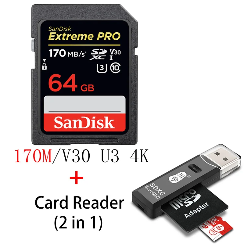 SanDisk Extreme Pro/Ultra карта памяти 32 64 128 ГБ U3/U1 SD карта 32 Гб 128 Гб 64 Гб 256 ГБ 512 Гб 16 Гб флэш-карта SD память SDXC SDHC - Емкость: SDXXY-064G-C296