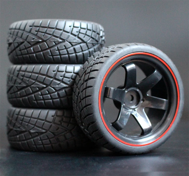 4pcs 1/10 On-Road Car Tires 26*64MM Plastic Wheel Rim Rubber Tyre 701A for HSP Tamiya HPI Kyosho Sakura 94122 94123 D3 D4 tt02 | Игрушки и
