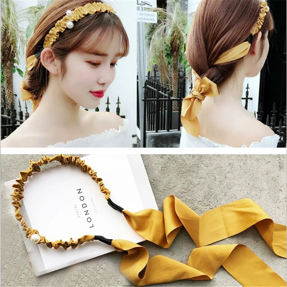Женская повязка на голову элегантная с искусственным жемчугом в Корейском стиле