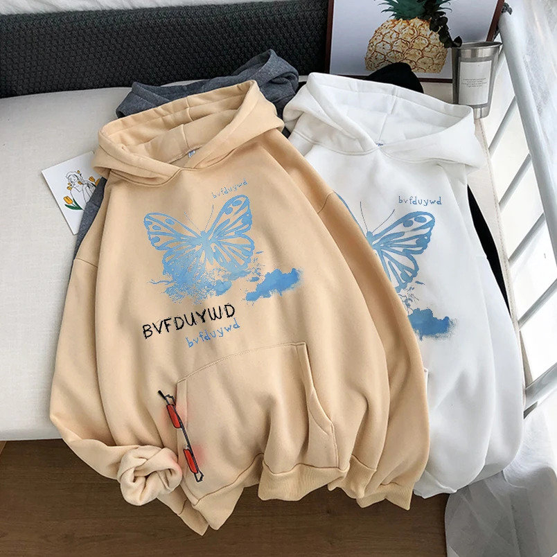 

Мужская толстовка в стиле Харадзюку, Черная Толстовка большого размера в стиле панк с бабочками, стильная эстетичная одежда в стиле унисекс...