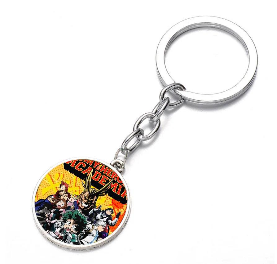 

anime My Hero Academia Keychain Glass Dome Key Chain Bag Charm Pendant Holder Kids boy girl Gift key ring