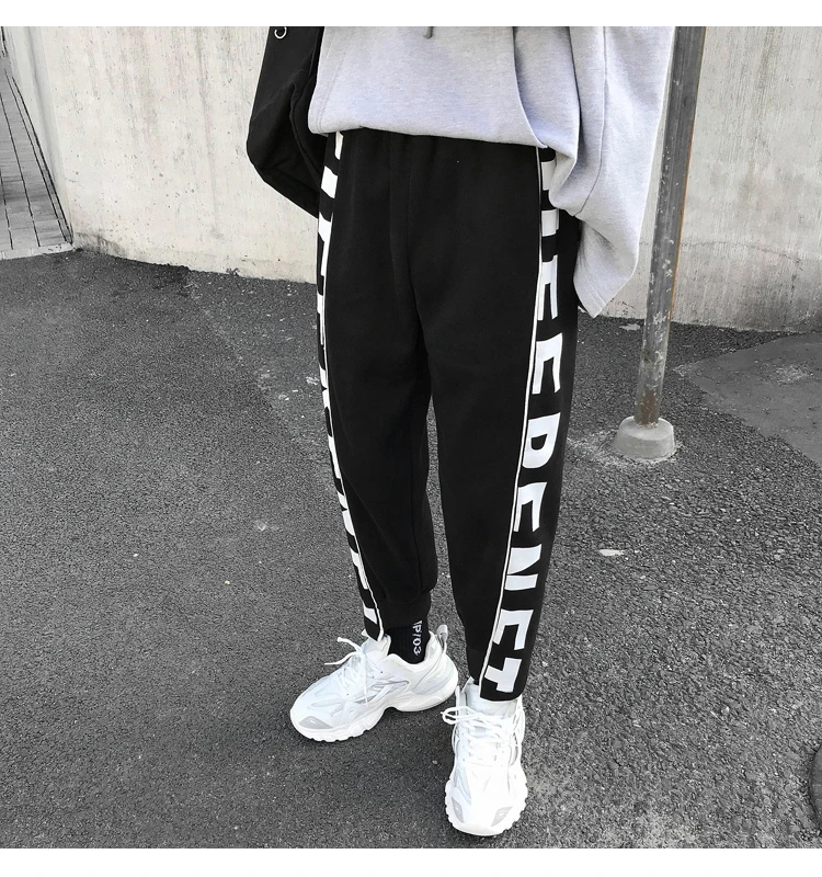 Plus Velvet Thick Joggers Pants Men's Fashion Letters Printed Casual Sweatpants Men Street Wild Hip Hop Loose Trousers Mens