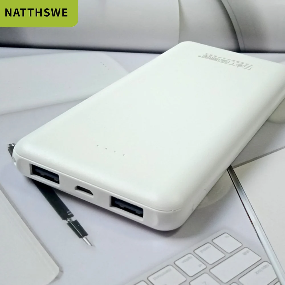 NATTHSWE внешний аккумулятор 20000 мА/ч портативная зарядка повербанк двойной USB тонкий
