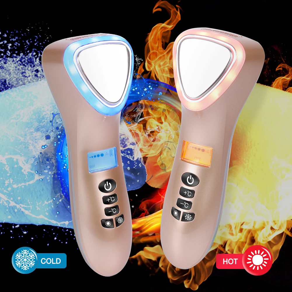 

Multifunction Hot Cold Hammer Ultrasonic Cryotherapy LED Facial Lifting Vibration Massager Face Body Spa Ion Beauty Instrument