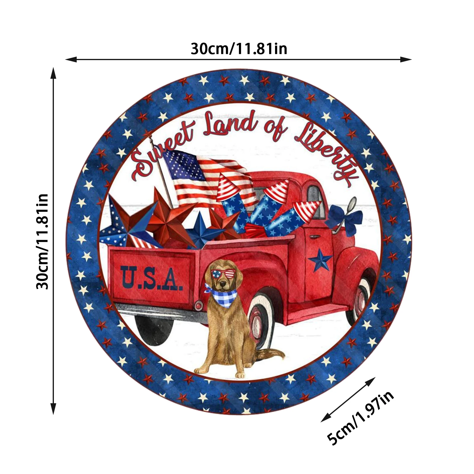

Independence Day Hangtag Dog House Decor Hanging Wooden Sign Round Garland Door Boards Home Hanging Decorations