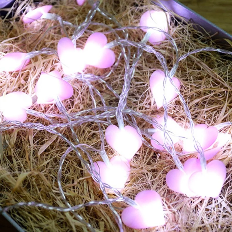 1 5 м 10 светодиодов Розовый Синий Цвет фея сердце светодиодные гирлянды на Новый