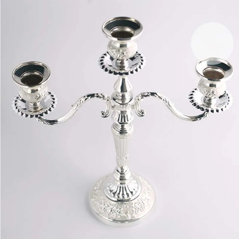 Серебряный металлический подсвечник с 3 руками для свадебного стола подставка